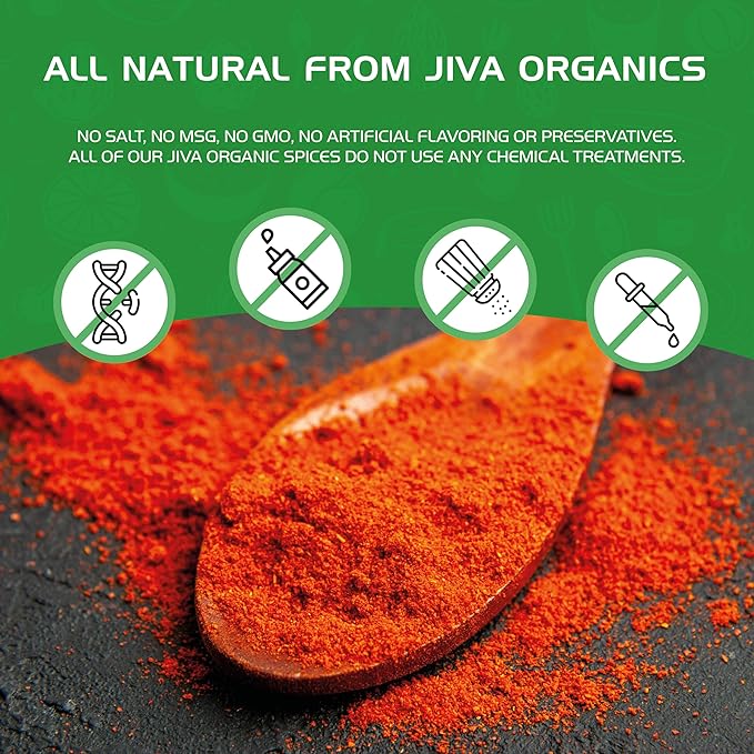 Jiva Organics Organic Red Chili Powder 7 ounce Bag - Extra Hot, Ground Indian Chillies, 100% Natural & Non-GMO