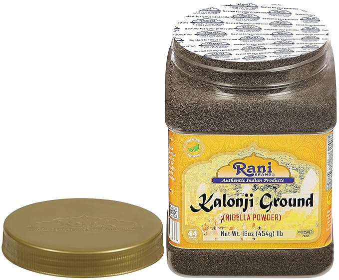 Rani Kalonji (Black Seed, Nigella Sativa, Black Cumin) Ground, Powder 16oz (1lb) 454g PET Jar ~ All Natural | Gluten Friendly | NON-GMO | Kosher | Vegan | Indian Origin