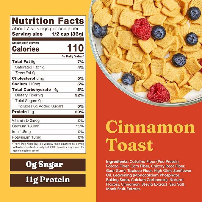 Catalina Crunch Protein Cereal | Sugar Free Breakfast Cereal with up to 11g of Protein | Gluten Free, Keto Friendly | Variety Pack Cinnamon Toast & Blueberry Muffin (Pack of 2)