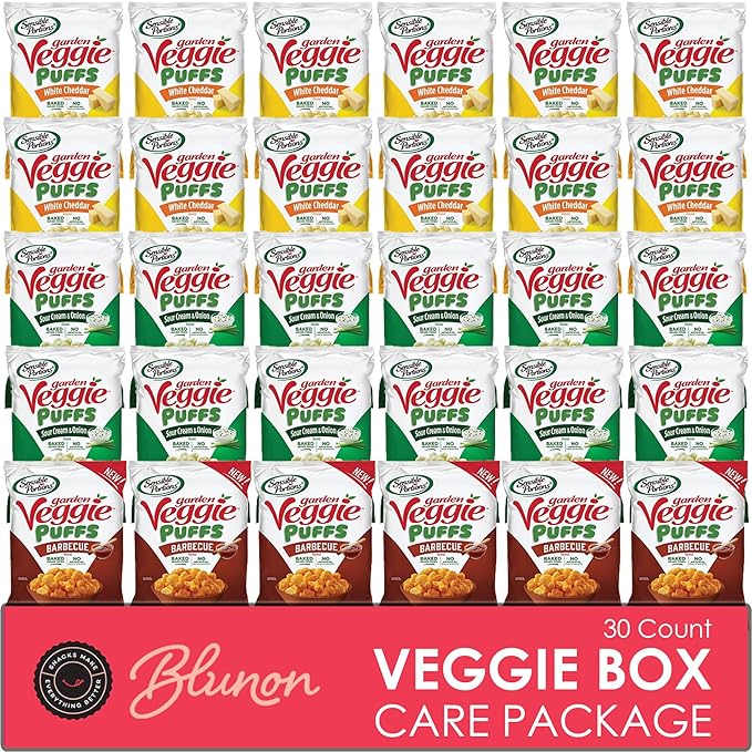 Veggie Puffs Variety Pack - Baked Corn Pops Snack Bag Healthy Assortment - Care Package Gift Box Gluten Free (30 Count)