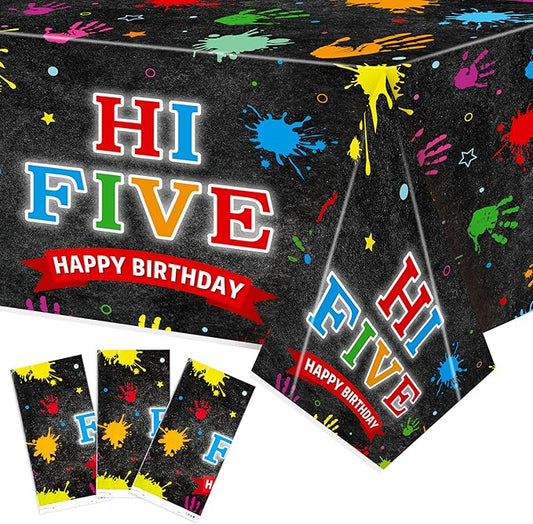 Hi Five Painting Party Tablecloths - 3Pcs Art Paint Colorful Party Table Covers Decorations, Artist Drawing Theme Rectangular Plastic Disposable Table Cloth Decor for Kid Birthday Baby Shower Supplies
