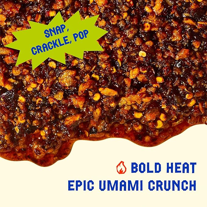 Mama Teav's Hot Garlic Chili Crisp - Spicy, Crunchy, Umami Chili Oil with Garlic & Cambodian Chilis - Vegan, Gluten-Free, All-Natural - Cold-Pressed Grapeseed Oil - 6oz Jar