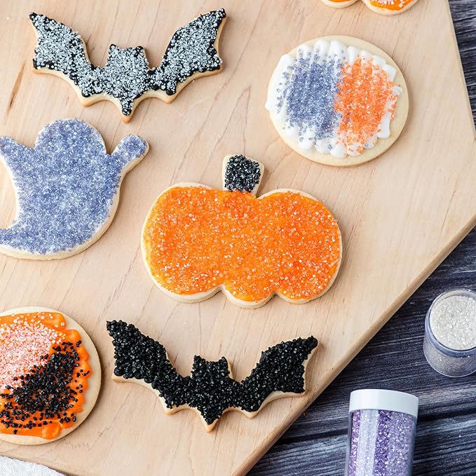 Sweets Indeed Halloween Sugar Sprinkles 4-Pack ??4.52 oz Spooky Sugar Set | White, Orange, Black & Purple Decorating Sugars | Edible Baking Decorations for Cookies, Cupcakes & Cakes