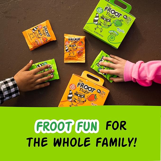 The FROOT Thief Real Fruit Snack Whips, Apple, Nut Free, Perfect for School Lunches and Snacks, Individual Bags Kids Snacks, 5 Pack