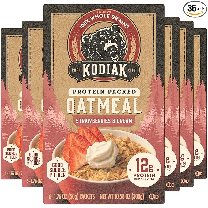 Kodiak Cakes Strawberries & Cream Oatmeal Packets (Pack of 6)