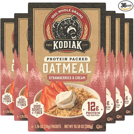 Kodiak Cakes Strawberries & Cream Oatmeal Packets (Pack of 6)