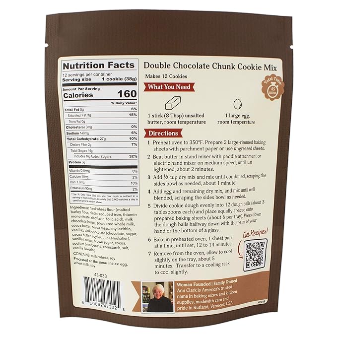 Ann Clark Premium Double Chocolate Chunk Cookie Mix