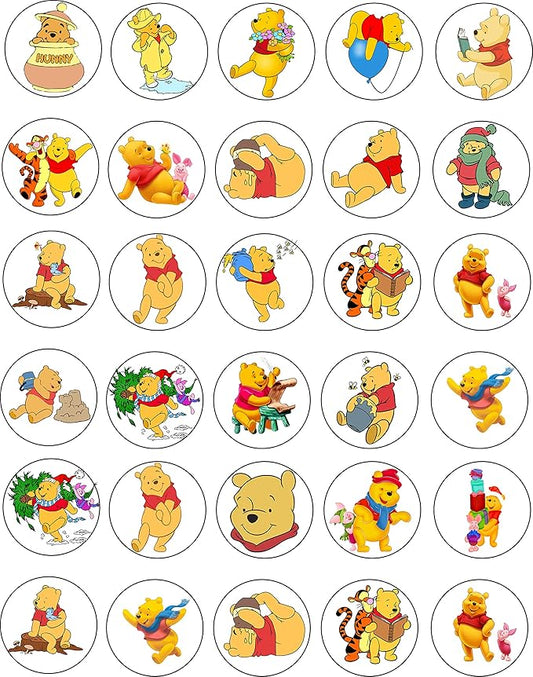 30 x Edible Cupcake Toppers ??Honey Bear Inspired Collection of Edible Cake Decorations | Uncut Edible on Wafer Sheet