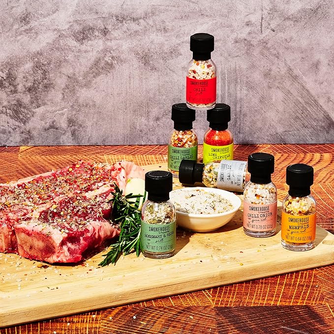 Smokehouse by Thoughtfully Holiday Ultimate Grilling Spice Seasoning Gift Set,Flavors Include Chili Garlic, Rosemary and Herb, Lime Chipotle and More, Christmas Wrap, Set of 20