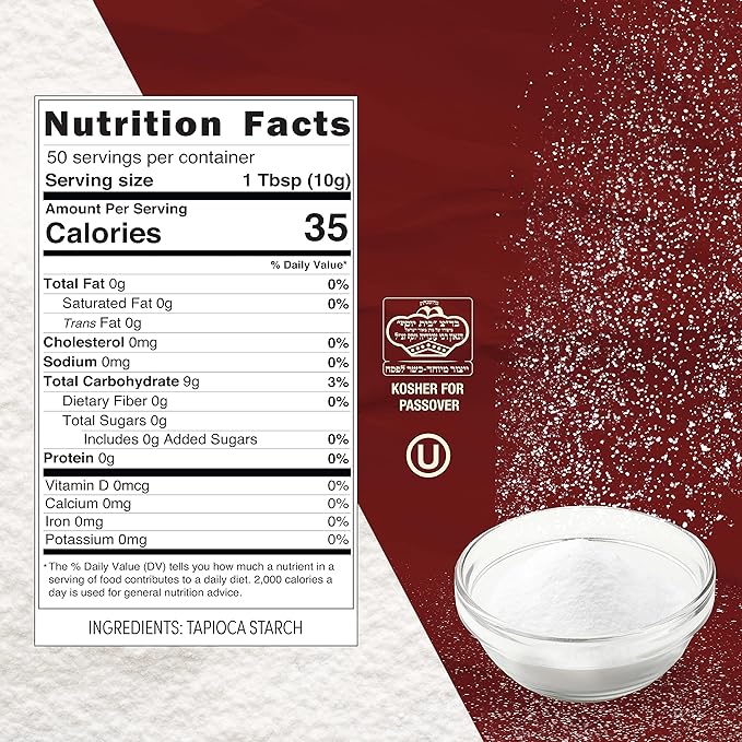 Roots Circle All Natural Tapioca Starch | Non GMO & Gluten-Free Flour with No Preservatives | Kosher for Passover | Thickener for Soups, Gravies & Sauces | 2 Pack (34oz)