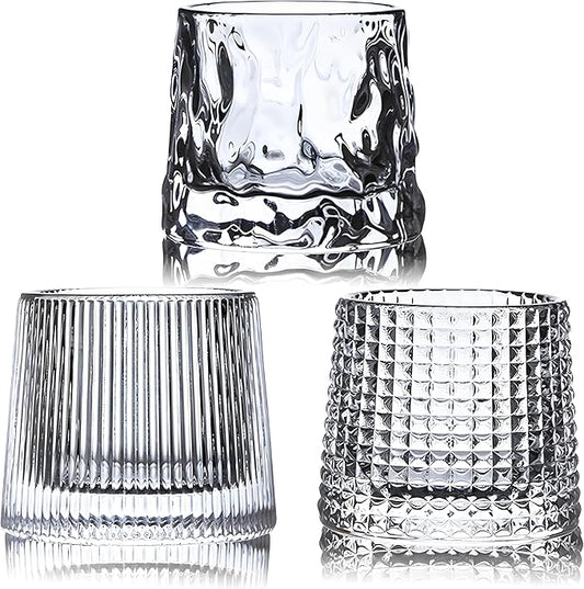 Flat bottom Crystal Whiskey Glasses, Premium 10oz Scotch Glasses Set of 3, Old Fashioned Glasses,Thick Weighted Bottom Rocks for Drinking Bourbon, Scotch, Cocktails竊뉽arger Sizeç«?,<div>