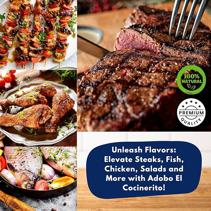 Adobo El Cocinerito | Seasoned Salt Blend | Crafted with Premium Ingredients | Additive-free | Ideal for All Culinary Needs (8.2 oz)