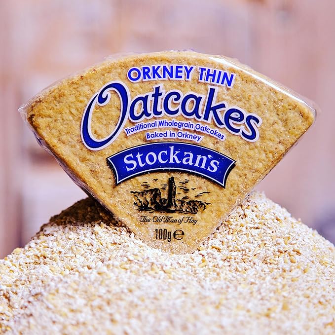Stockan's Orkney Wholegrain Thin Oatcakes - Traditional Scottish Savoury Biscuits Imported from Scotland - 6 Packs (8 Oatcakes in Each Pack)