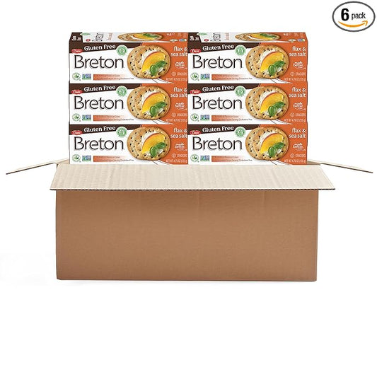 Dare Breton Gluten Free Entertaining Crackers, Original with Flax â€“ Gluten Free Party Snacks with no Artificial Colors or Flavors â€“ 4.76 Ounces (Pack of 6)
