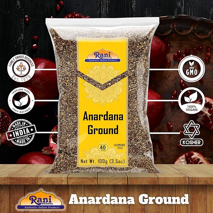 Rani Anardana (Pomegranate) Ground, Indian Spice 3.5oz (100g) ~ All Natural | No Color | Gluten Friendly | Vegan | NON-GMO | Kosher | No Salt or fillers | Indian Origin