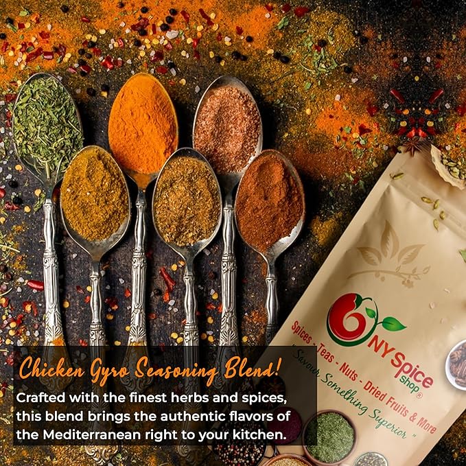NY Spice Shop Chicken Gyro Greek Seasoning Blend - Savory Herb & Spice Mix for Cooking – Gyros Grek Seasonings Spices (6 Oz)
