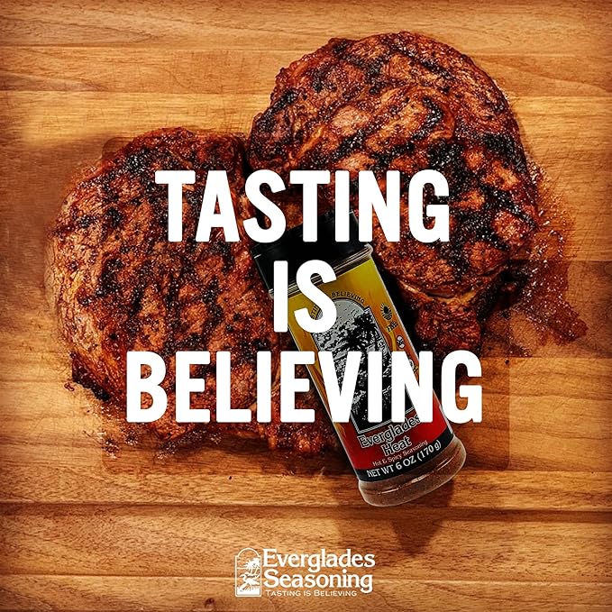 Everglades Heat Seasoning Spicy Blend for Chicken Wings, Chili, Fish & Fries, Add Zest with Red Pepper Heat Made in the USA 6 oz