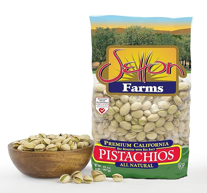 Setton Farms Roasted and Salted Premium California Pistachios 2lb Bag Certified NonGMO Gluten Free Vegan & Kosher, Dry Roasted With Sea Salt, 32 Oz
