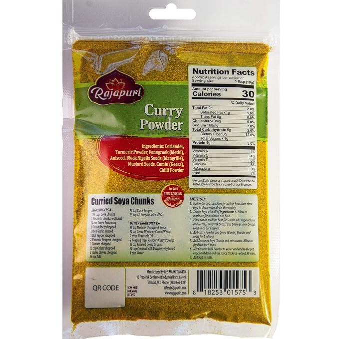 Rajapuri Mixed Spices | Mild Curry 85g / 3 Ounce | Perfect For Meats, Poultry And Fish. Vegan Friendly