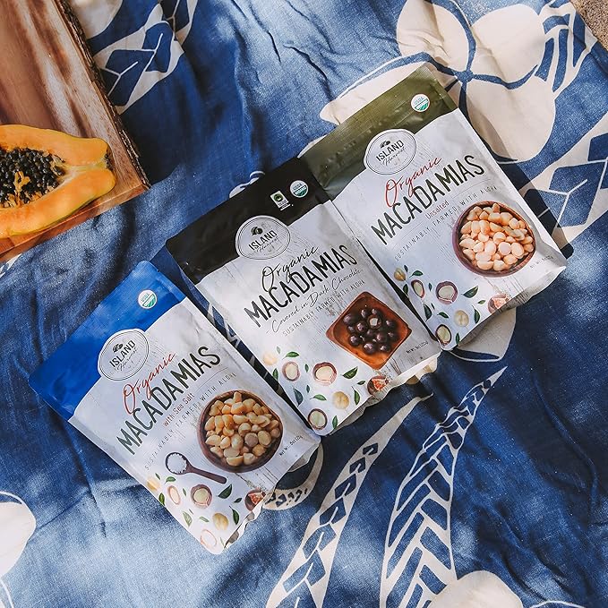 Island Harvest Organic Macadamia Nuts with Sea Salt - 100% Hawaiian Keto Friendly Nuts, All-Natural Non-GMO Macadamia Nuts Salted, Gluten-Free Dry Roasted Nuts High In Fiber; 8 Ounce (2-Pack)