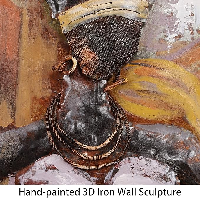 Empire Art Direct Mixed Media Iron Wall Sculpture, Hand Painted Dimensional Metal Wall Art, Ready to Hang, 60" x 20" (Miss-tic)