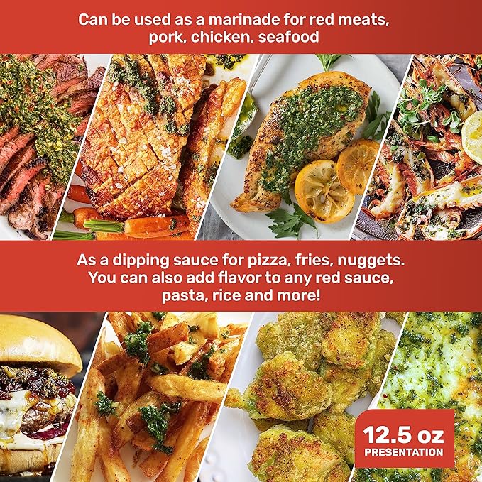 Gaucho Ranch Gourmet Chimichurri Steak Sauce Mild Hot | Authentic Argentinian Marinade & Meat Sauce for Beef, Chicken, Pork & Veggies | All Natural, Vegan, Gluten-Free, Keto, No Preservatives | 12.5oz