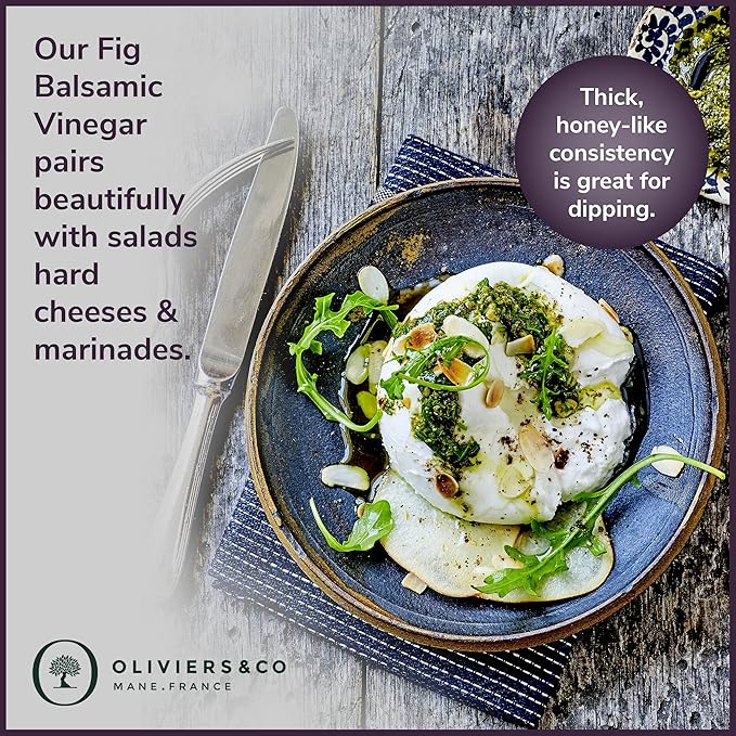 Fig Balsamic Vinegar of Modena by Oliviers&Co | Balsamic Vinegar Fig Glaze for Salad, Cheese, Marinade & Desserts | IGP Modena | 8.5 Fl Oz