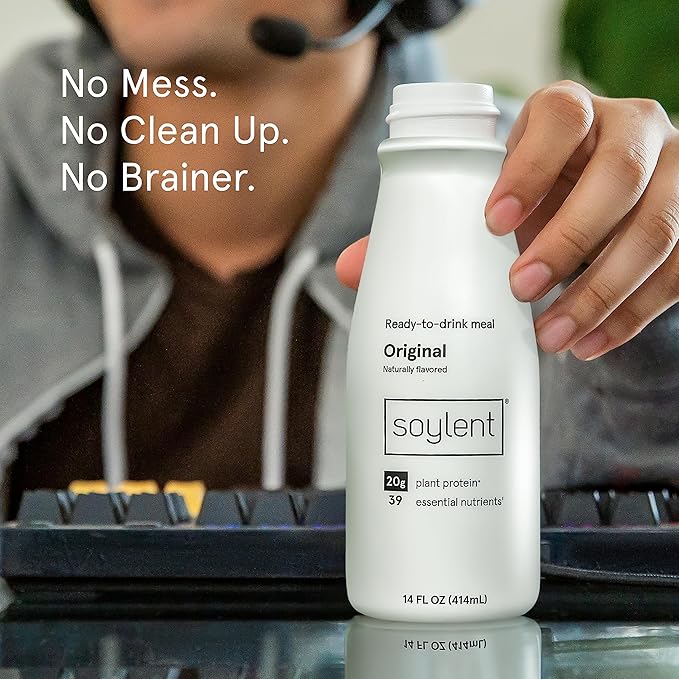Soylent Original Meal Replacement Shake, Ready-to-Drink Plant Based Protein Drink, Contains 20g
