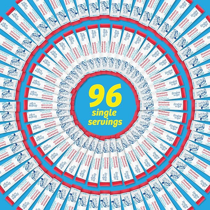 Singles T棘 Go Powder Packets, W逵ter Drink Mix, Strawberry Lemonade, 96 Singl筠 Servings (Pack of 12) Strawberry Lemonade
