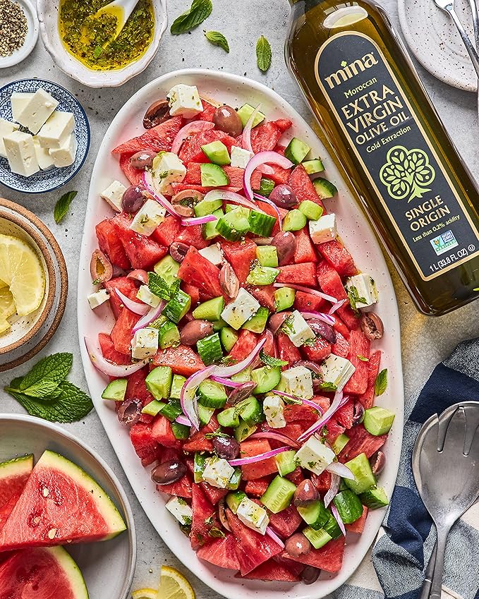 Mina Olive Oil Extra Virgin 16.9 Fl Oz, New Harvest, Polyphenol Rich Olive Oil for Cooking, Moroccan EVOO, Single Origin, Cold Extraction, Less than 0.2% Acidity, 500 ml