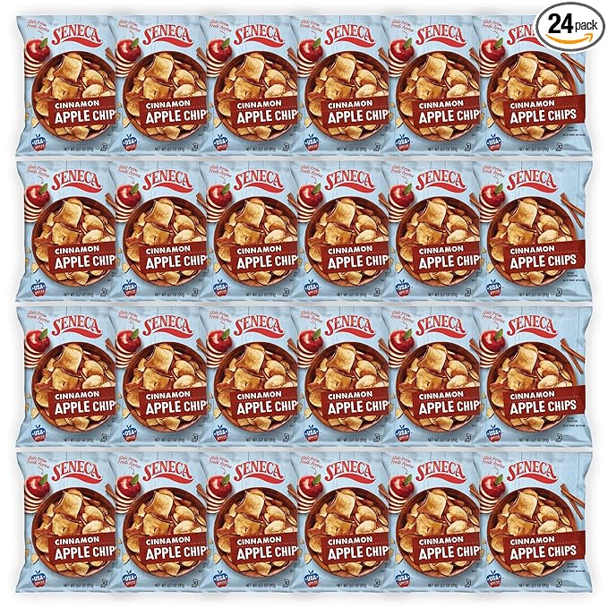 Seneca Cinnamon Apple Chips | Made from Fresh Apples | 100% Red Delicious Apples | Yakima Valley Orchards | Real Cinnamon | Crisped Apple Perfection | Foil Fresh Bag | 0.7 ounce (Pack of 24)
