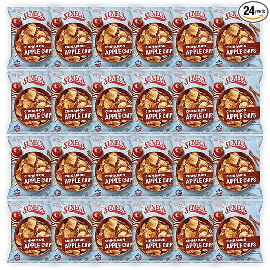 Seneca Cinnamon Apple Chips | Made from Fresh Apples | 100% Red Delicious Apples | Yakima Valley Orchards | Real Cinnamon | Crisped Apple Perfection | Foil Fresh Bag | 0.7 ounce (Pack of 24)