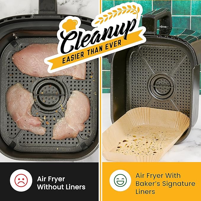 Air Fryer Liners for Ninja Foodi Dual ??125Pcs Disposable Parchment Paper for Ninja DZ201 DZ401, Instant Pot Vortex Plus, PowerXL Vortex ??Non-Stick and Oil Proof for Easy Cleanup by Baker's Signature