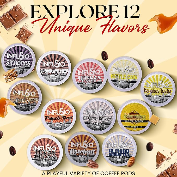 InfuSio Vanilla Cr챔me Medium Roast, 96 Count Pods for Keurig K-Cup Brewers, Compatible with 2.0, Premium Roasted Coffee