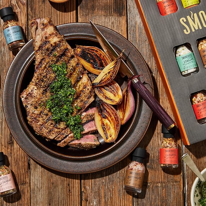 Smokehouse by Thoughtfully Holiday Ultimate Grilling Spice Seasoning Gift Set,Flavors Include Chili Garlic, Rosemary and Herb, Lime Chipotle and More, Christmas Wrap, Set of 20