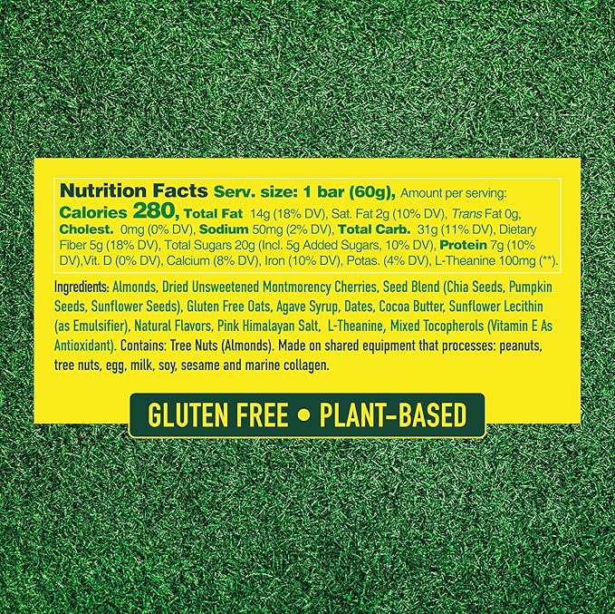 Caddy Snacks Chewy Cherry Almond ??Healthy Snack Bars | Low Sugar | Vegan | Gluten Free | On-the-Go Golf Snack | 2.1 oz Bars, 12 Count