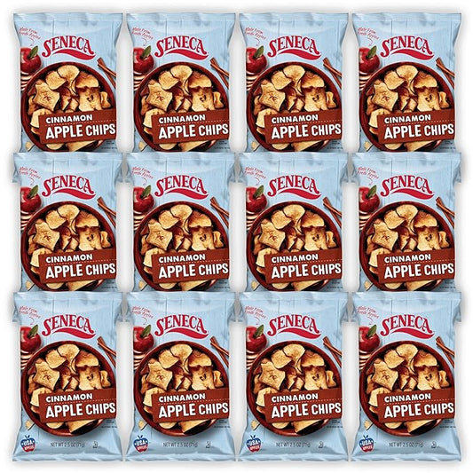Seneca Cinnamon Apple Chips | Made from Fresh Apples | 100% Red Delicious Apples | Yakima Valley Orchards | Real Cinnamon | Crisped Apple Perfection | Foil Fresh Bag | 2.5 ounce (Pack of 12)