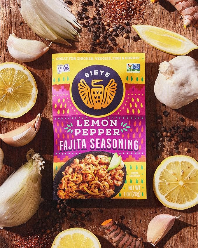 Lemon Pepper Fajita Seasoning Mix | Seasoning for Chicken, Pork, Shrimp, and Veggies| Gluten Free | Vegan | Non GMO | 6 Packets (42 Servings)