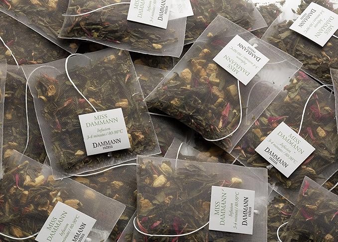 Dammann Freres Sachets, Miss Dammann Tea Bags, Premium Gourmet French Green Tea, Blend Ginger, Passion Fruit, Lime Flavors, 25 Count (Single Pack)